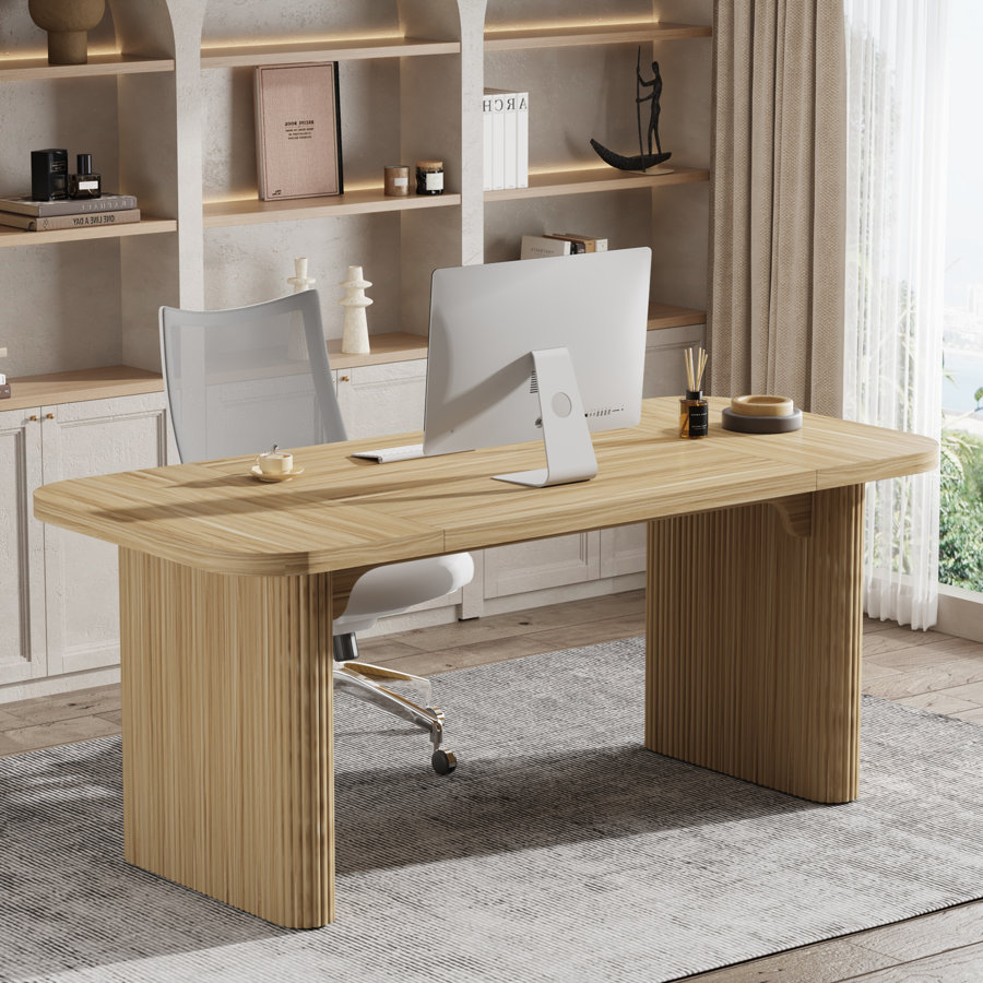 Girace 62.99'' W Modern Simple Executive Computer Desk with Engineered Wood Top and Legs